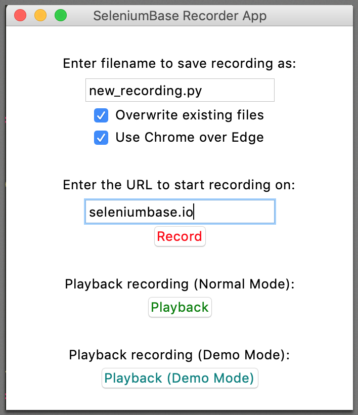SeleniumBase Recorder Desktop App